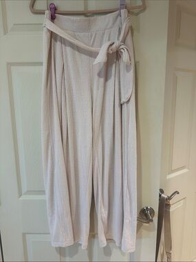 Z Supply Light Cream Wide-Leg Tie-Waist Pants